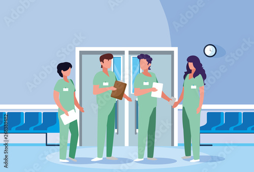 group of professionals doctors in hospital