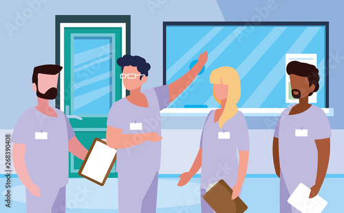 group of professionals doctors in hospital