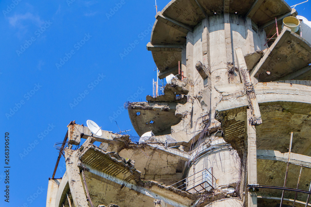 TV tower damaged in NATO bombing