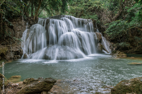 Fototapeta Naklejka Na Ścianę i Meble -  Huai Mae Khamin Waterfall tier 3, Khuean Srinagarindra National Park, Kanchanaburi, Thailand