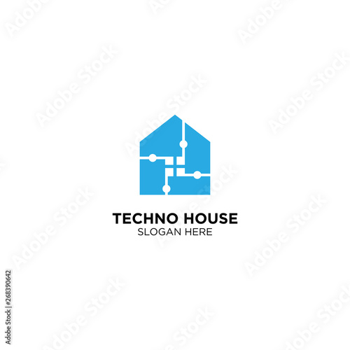 Techno House Logo Design Vector
