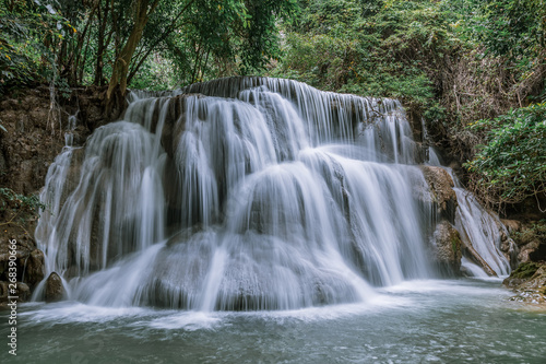 Fototapeta Naklejka Na Ścianę i Meble -  Huai Mae Khamin Waterfall tier 3, Khuean Srinagarindra National Park, Kanchanaburi, Thailand