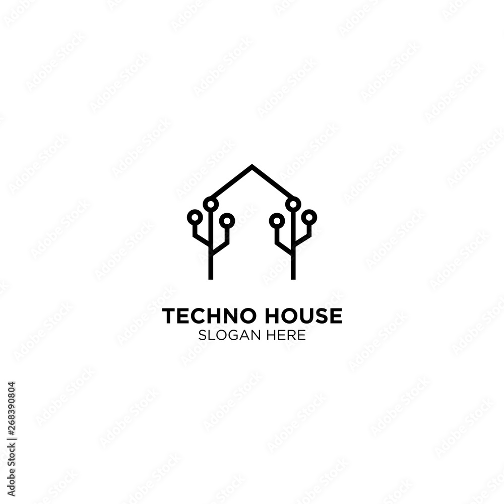 Fototapeta premium Techno House Logo Design Vector