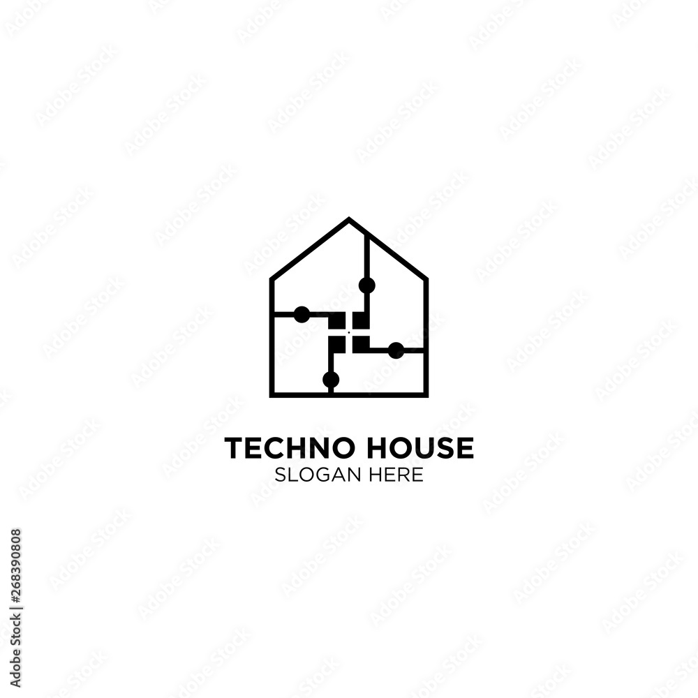 Fototapeta premium Techno House Logo Design Vector
