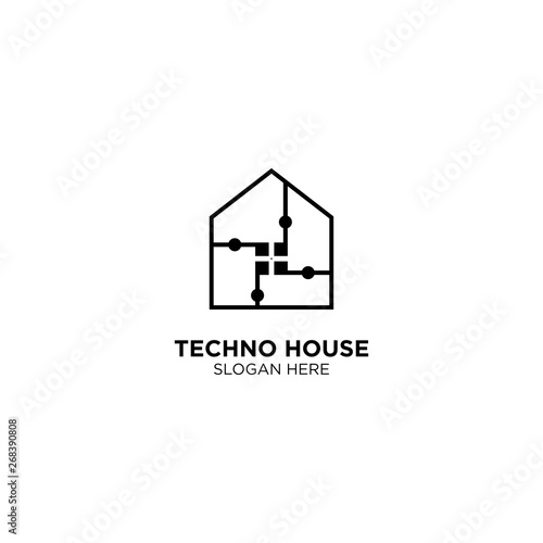 Techno House Logo Design Vector