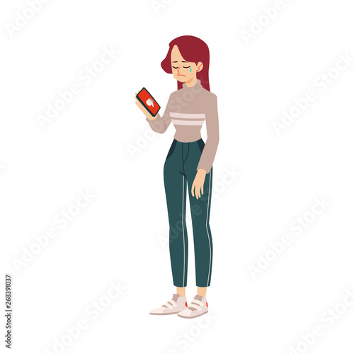 Lonely woman with telephone suffers from depression or relationship breakdown.