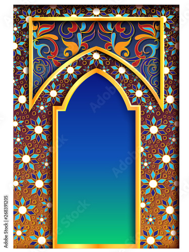 vector illustration of Ramadan Kareem Greetings for Ramadan background with Islamic Mosque