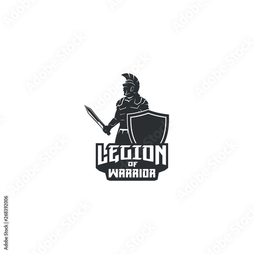 legion of warrior with sword and shield logo