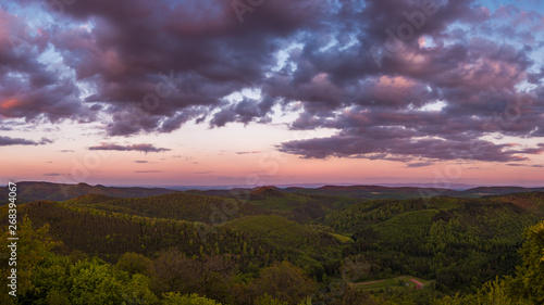 Panoramic view on the Palatinate Forest near Nothweiler in Germany.
