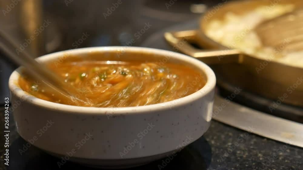 Grill meat on brass pan. Thailand food style Grill meat on brass pan. Thailand food style