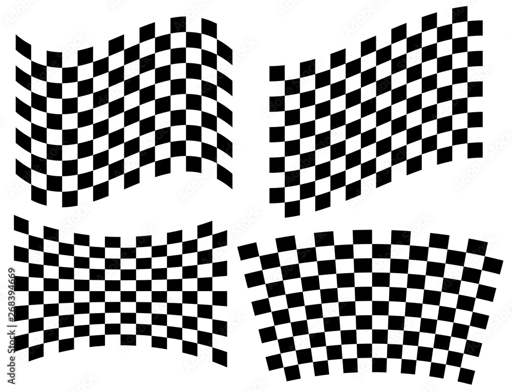 Checkered (chequered) flag illustration set Checkered (chequered) flag illustration set