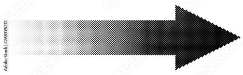 Halftone arrow with fading gradient. Half-tone arrow shape