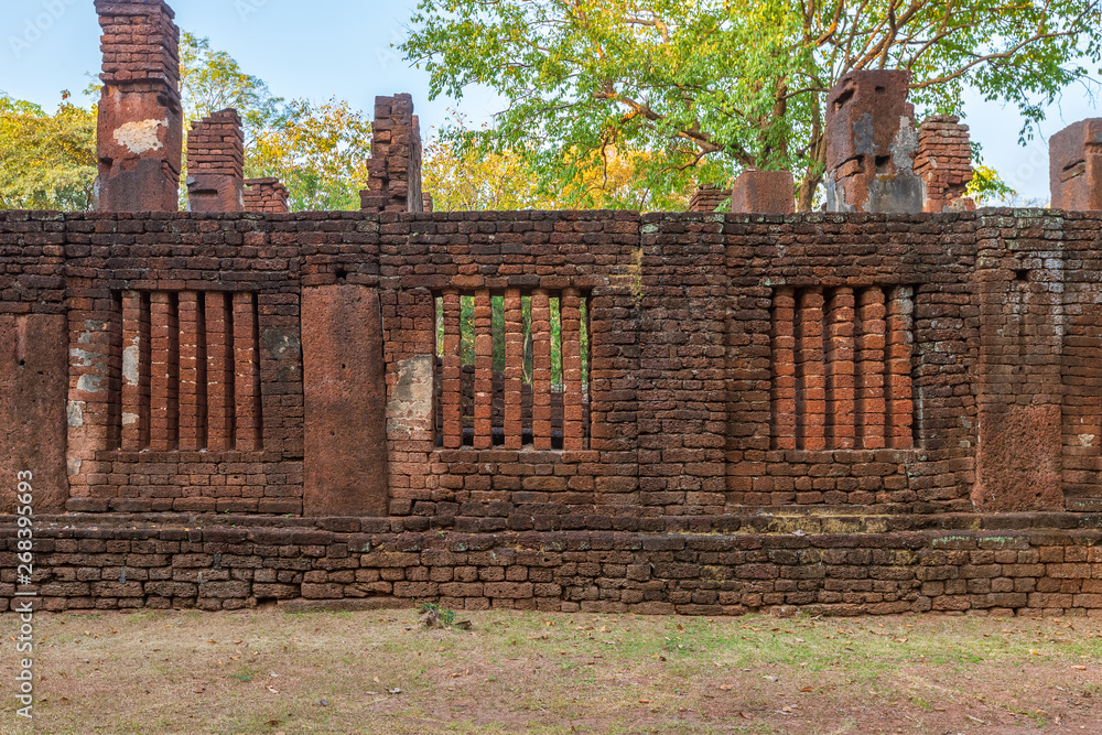 Wat Phra Non (Reclining Buddha) temple in Kamphaeng Phet Historical Park, UNESCO World Heritage site