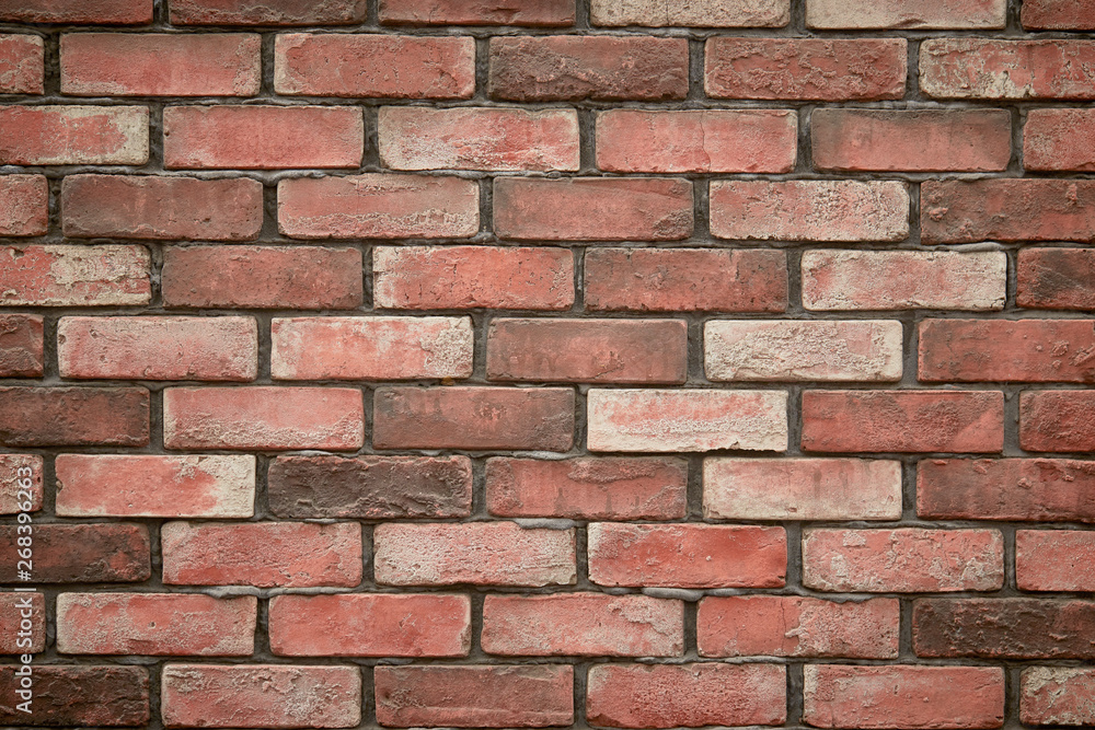 Natural red bricks wall masonry