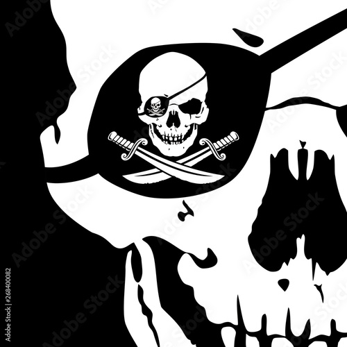 Recursive image of the jolly Roger. Fractal. The Droste Effect.