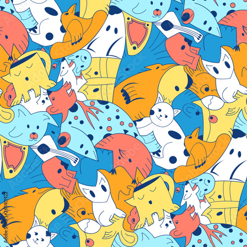 Cute monster party vector kids seamless pattern.