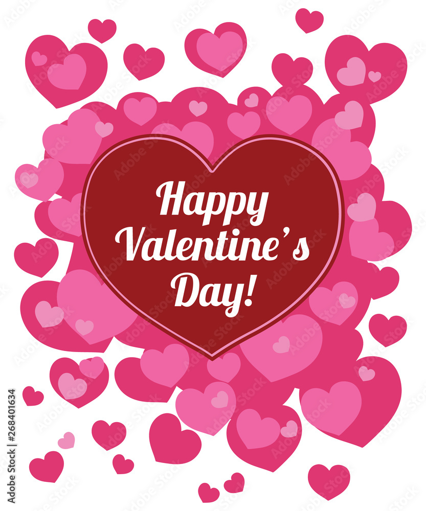Simple Valentine's Day vector card with many hearts