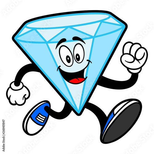 Diamond Mascot Running - A cartoon illustration of a Diamond Mascot.