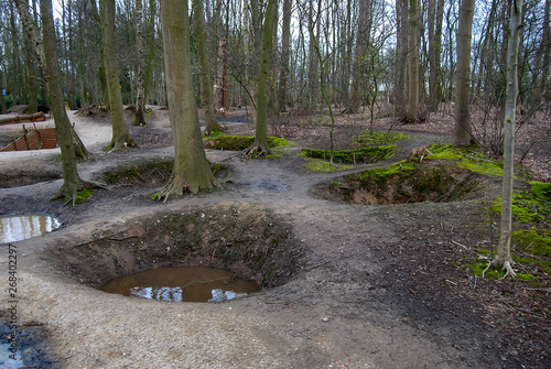 The preserved trenches at Hill 62 Sanctuary Wood on the Western Front near Ypres, Belgium photo