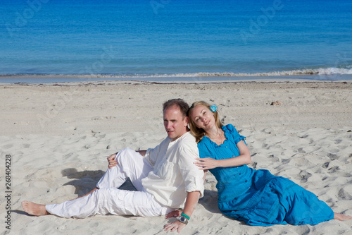 the loving couple on the seashore, Cuba, Varadero