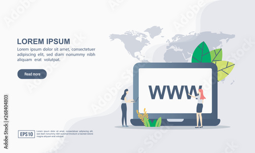 Vector illustration of registration & domain name concept with "domain" web and website hosting icon
