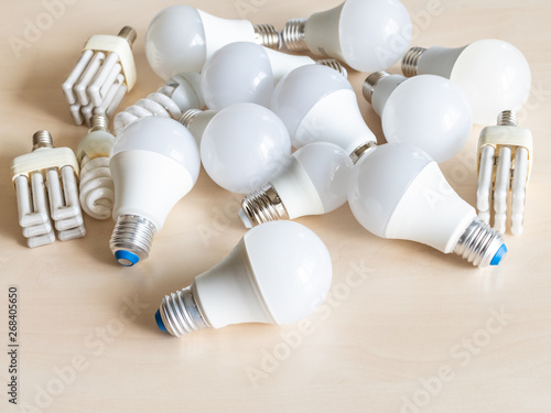 various LED bulb lights and energy-saving lamps