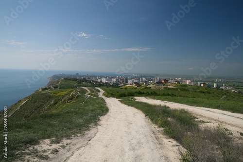 View of the city of Anapa and the Black sea, Russia.