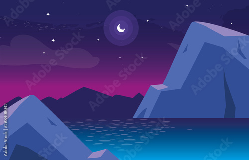 nightscape with lake scene icon