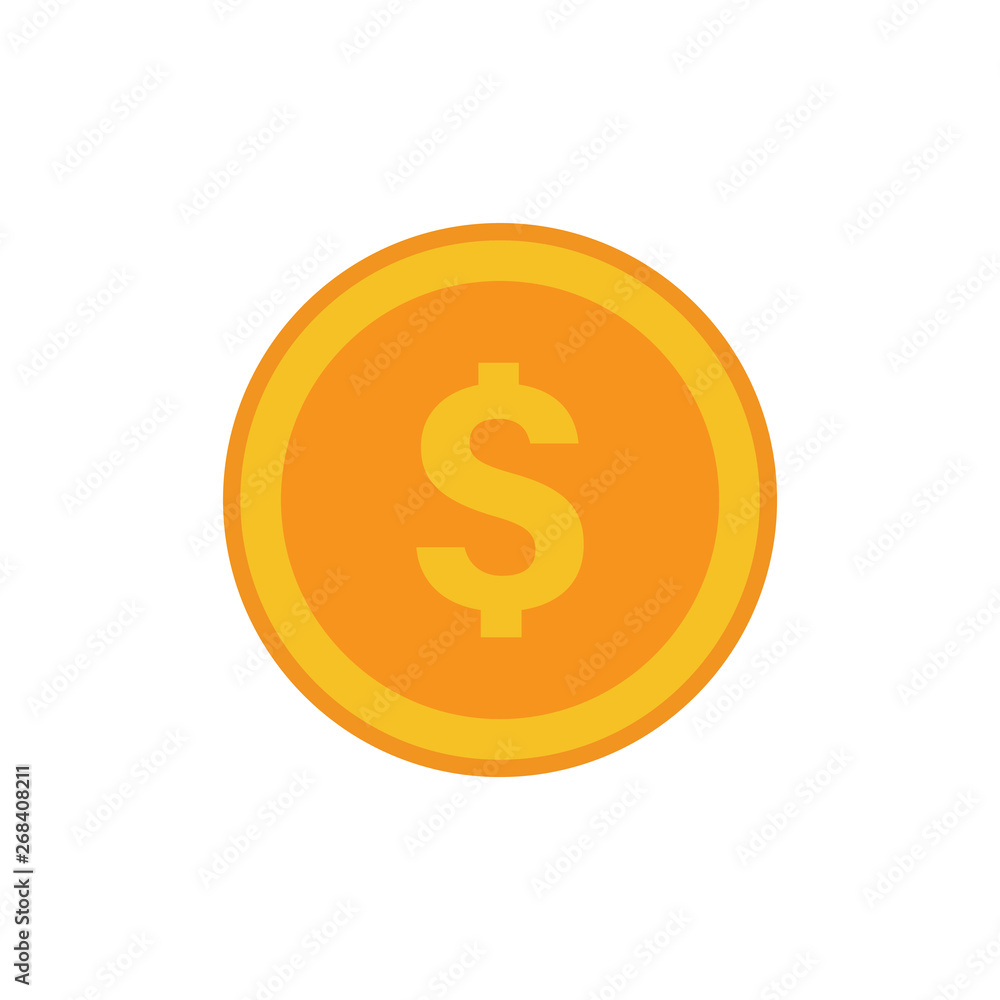 Coin vector icon, yellow gold money symbol. Flat vector illustration. Coin vector icon, yellow gold money symbol. Flat vector illustration.