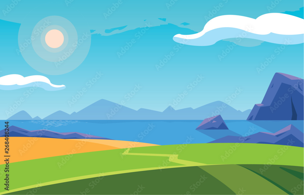 landscape with lake scene icon landscape with lake scene icon