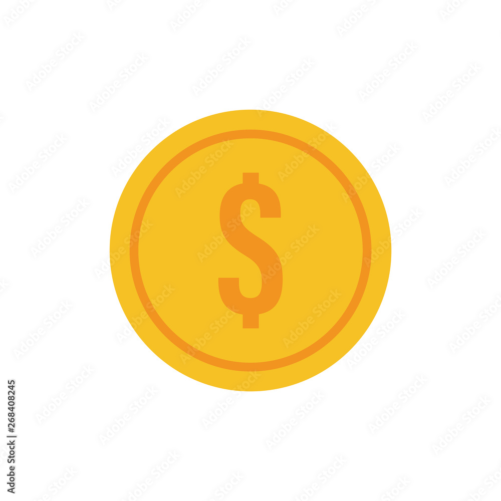 Coin vector icon, yellow gold money symbol. Flat vector illustration. Coin vector icon, yellow gold money symbol. Flat vector illustration.