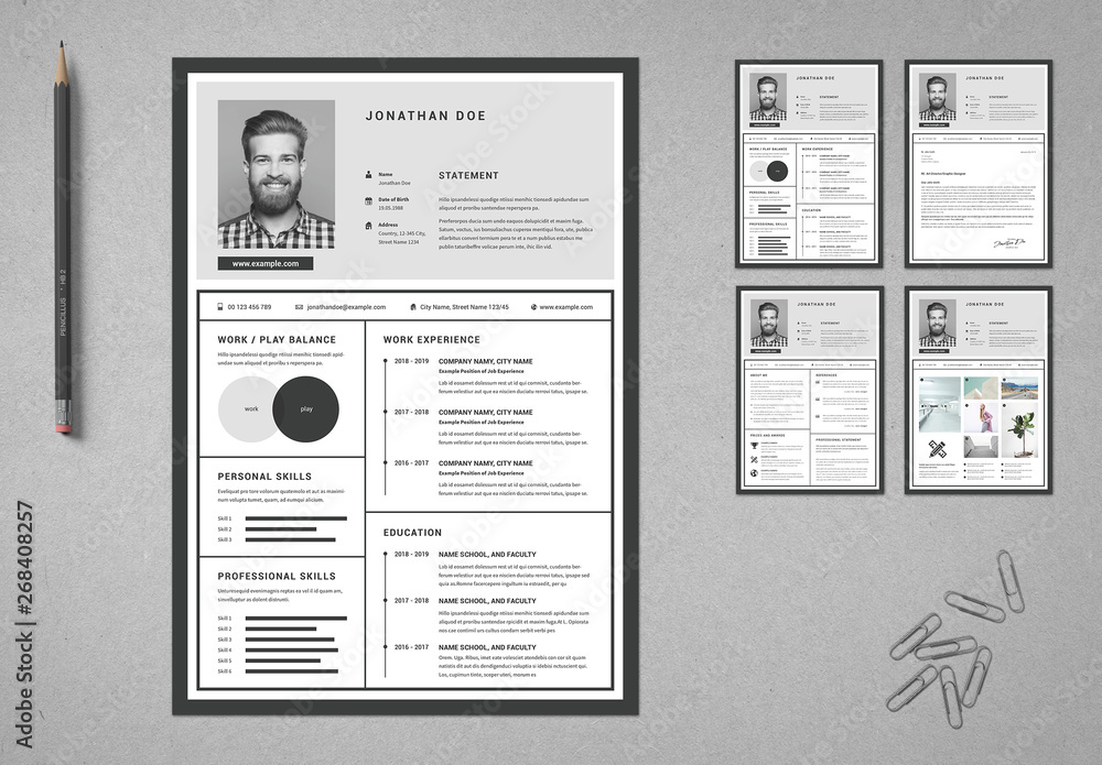 Resume and Cover Letter Layout with Gray Accents Stock Template | Adobe ...