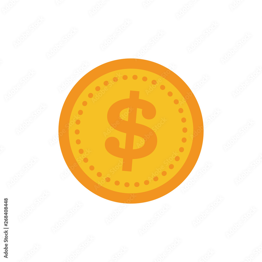 Coin vector icon, yellow gold money symbol. Flat vector illustration. Coin vector icon, yellow gold money symbol. Flat vector illustration.