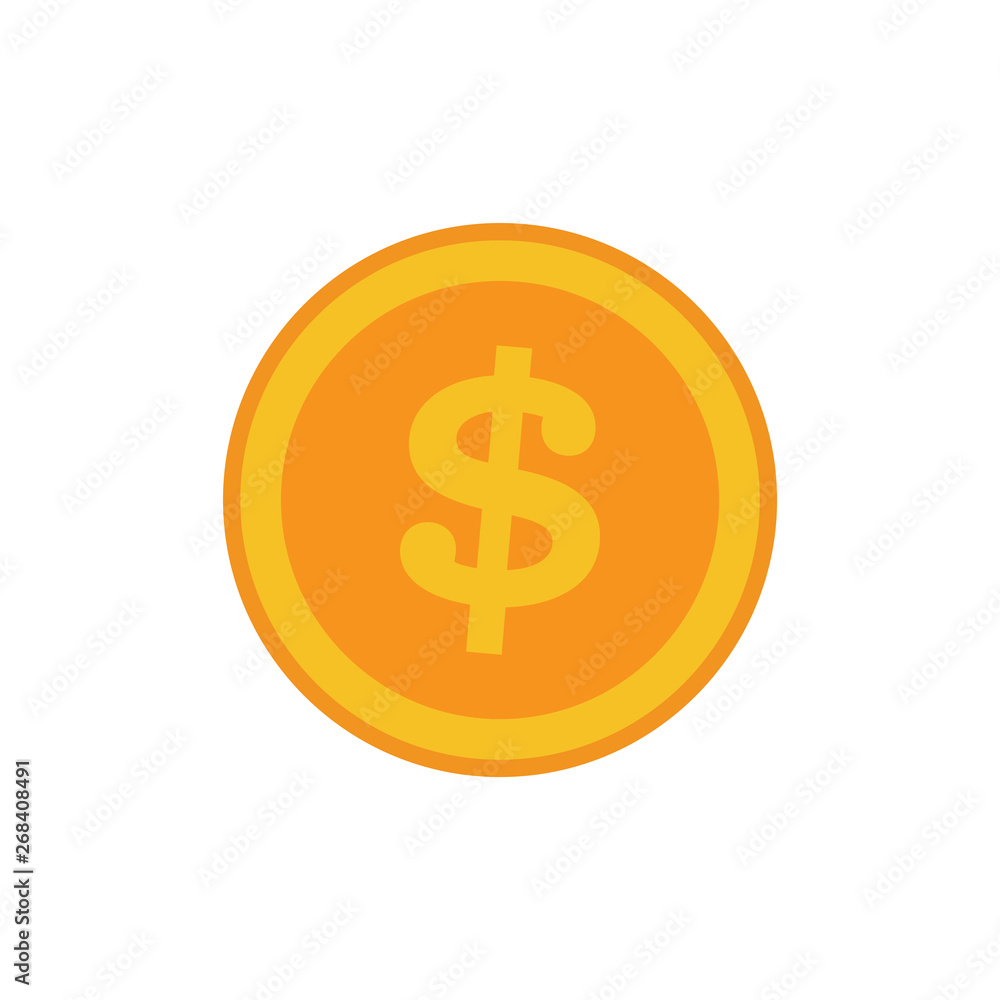 Coin vector icon, yellow gold money symbol. Flat vector illustration. Coin vector icon, yellow gold money symbol. Flat vector illustration.