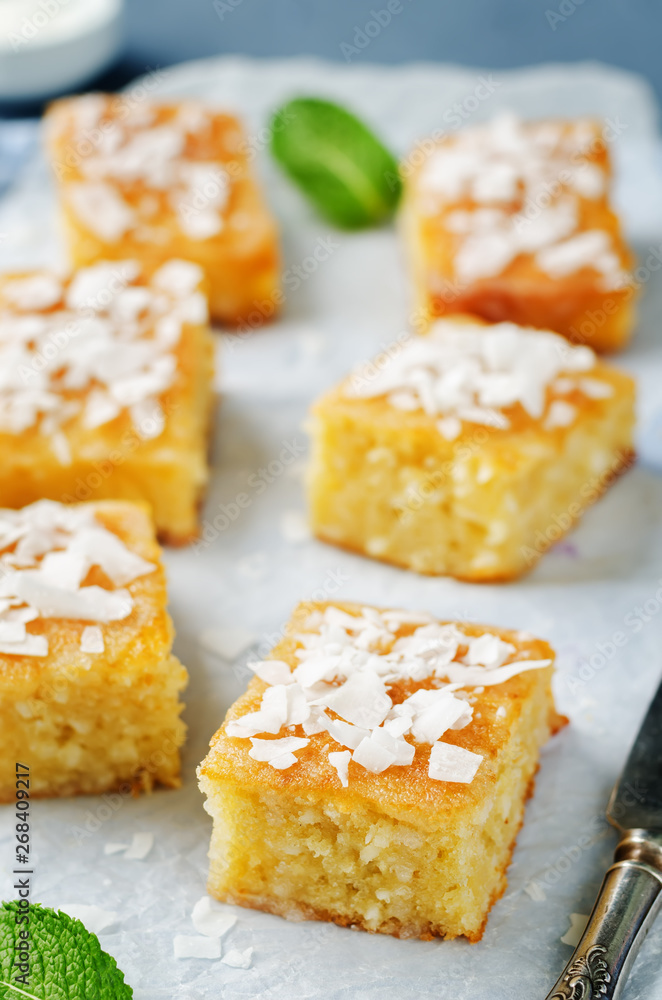 Coconut Breakfast Bars with fresh coconut sprinkles Coconut Breakfast Bars with fresh coconut sprinkles