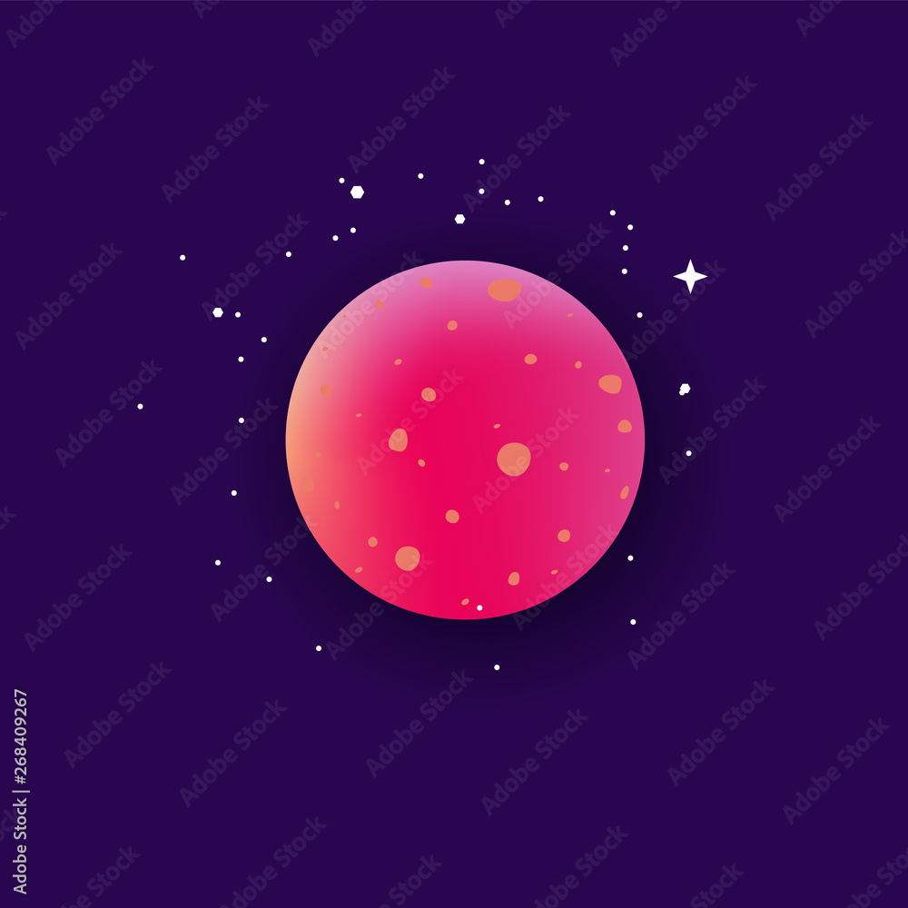 Planet the element of space and galaxy flat vector illustration on background. Planet the element of space and galaxy flat vector illustration on background.