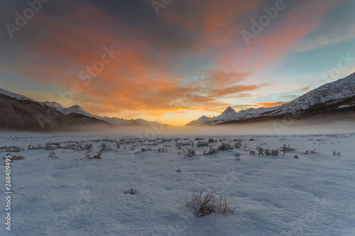 Sunset in the valley Tierra Mayor  Ushuaia