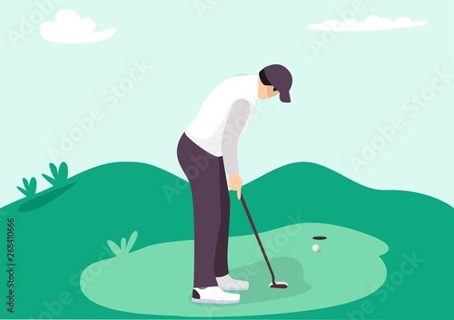 golf player shooting the ball to the hole in a golf tournament