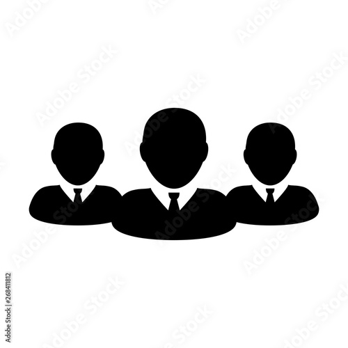 Meeting icon vector male group of persons symbol avatar for business in flat color glyph pictogram illustration