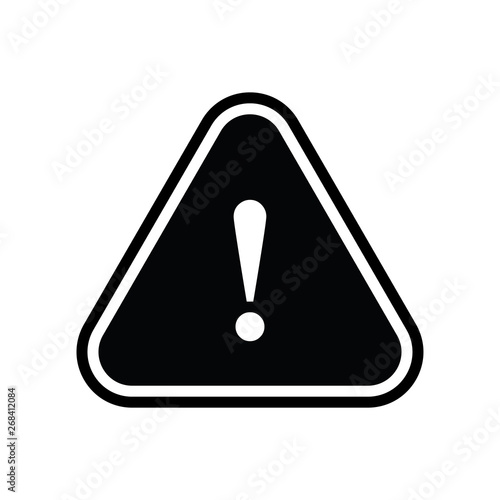 Alert sign vector icon, warning and exclamation symbol. Triangle with rounded borders and exclamation mark.