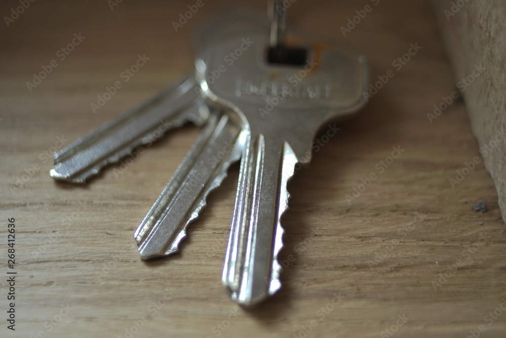 bunch of keys from the door-lock close up bunch of keys from the door-lock close up