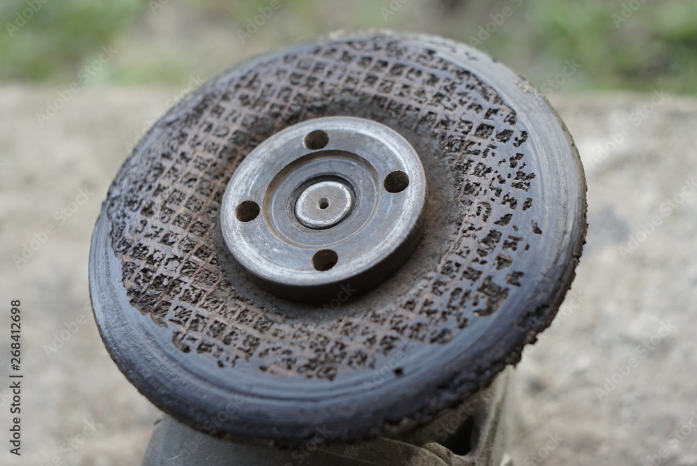 Close up to the grinding wheel on a grinding stones 
