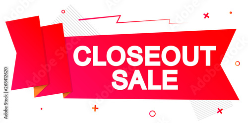 Closeout Sale, promotion tag design template, discount banner, app icon, vector illustration