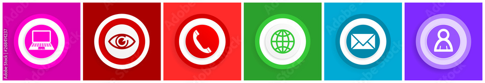 Flat design internet and social media vector icons Flat design internet and social media vector icons
