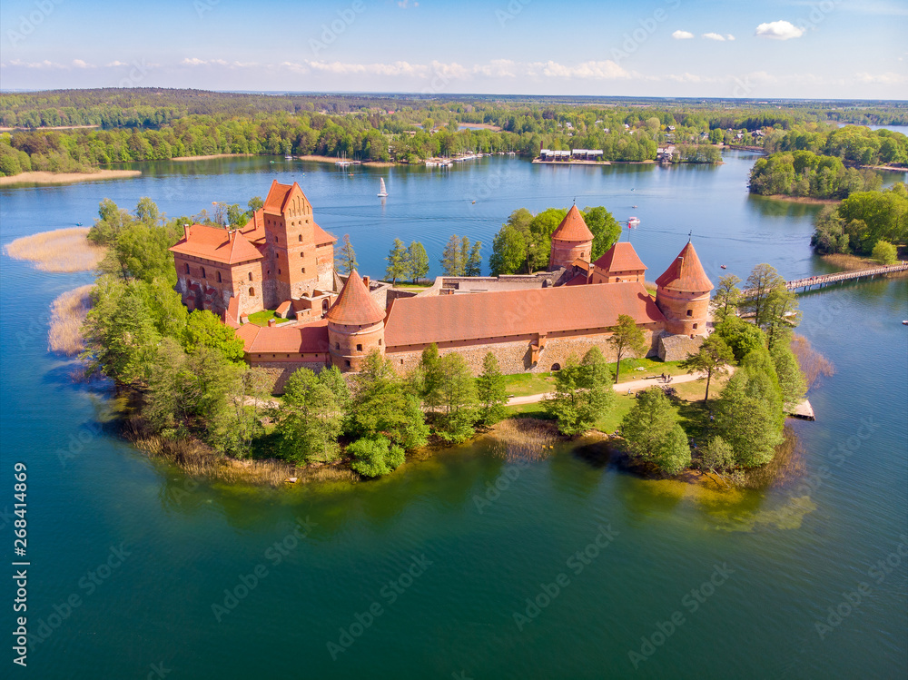 Fototapeta premium Trakai Island Castle. Lithuania. Drone aerial photo