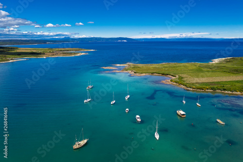 Aerial shot of Kuje lagoon, Ližnjan, Istria, Croatia