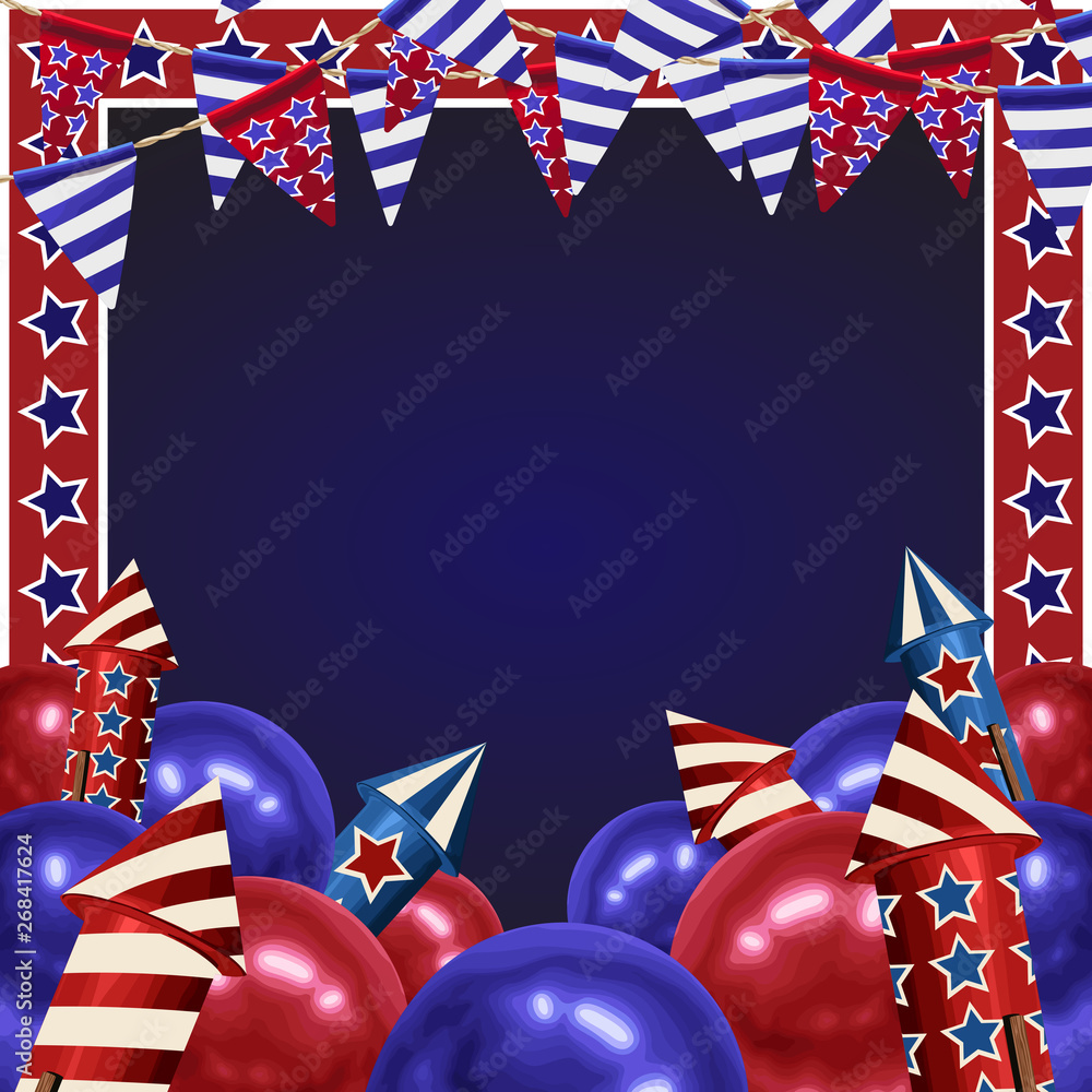 Fototapeta premium 4th of July Background design for greeting cards in super high resolution.