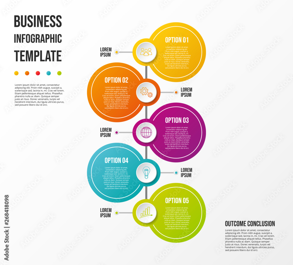 Round business infographic with icons. Vector