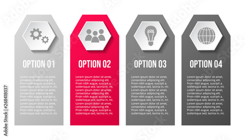 Gray infograph with business symbols. Vector