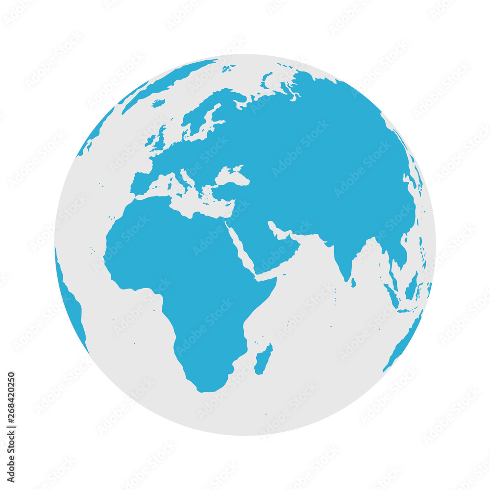 Globe Icon - Round World Map Flat Vector